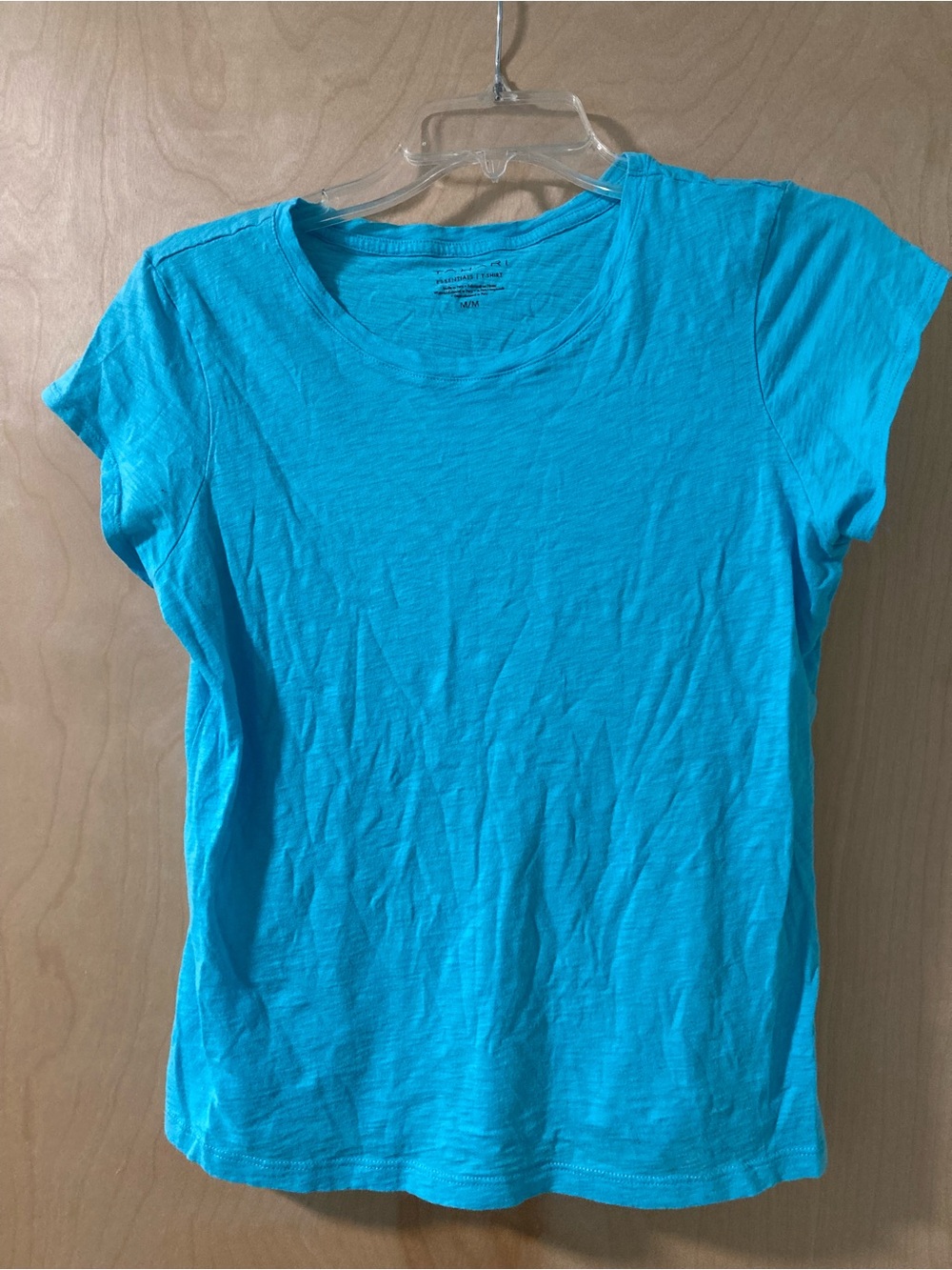 Tahari Essentials Aqua Blue Short-Sleeve Crewneck T-Shirt Women’s Size Medium